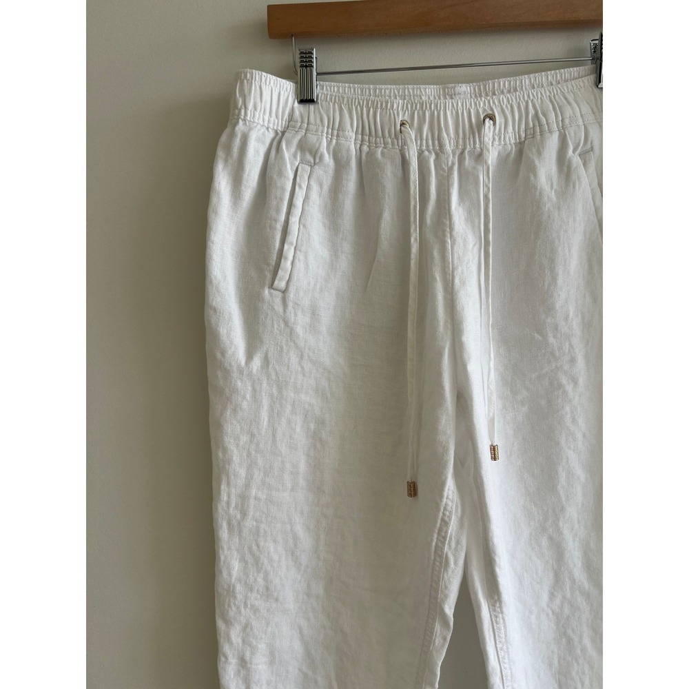 Lilly Pulitzer Taron Large White 100% Linen Jogger Pant Coastal Resort Chic - Picture 5 of 9